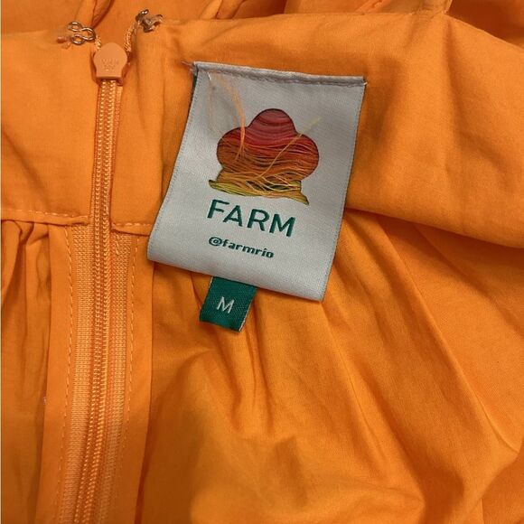 Farm Rio Orange Cotton Maxi Dress Sweetheart Neckline Bustier Flowy - Picture 14 of 16